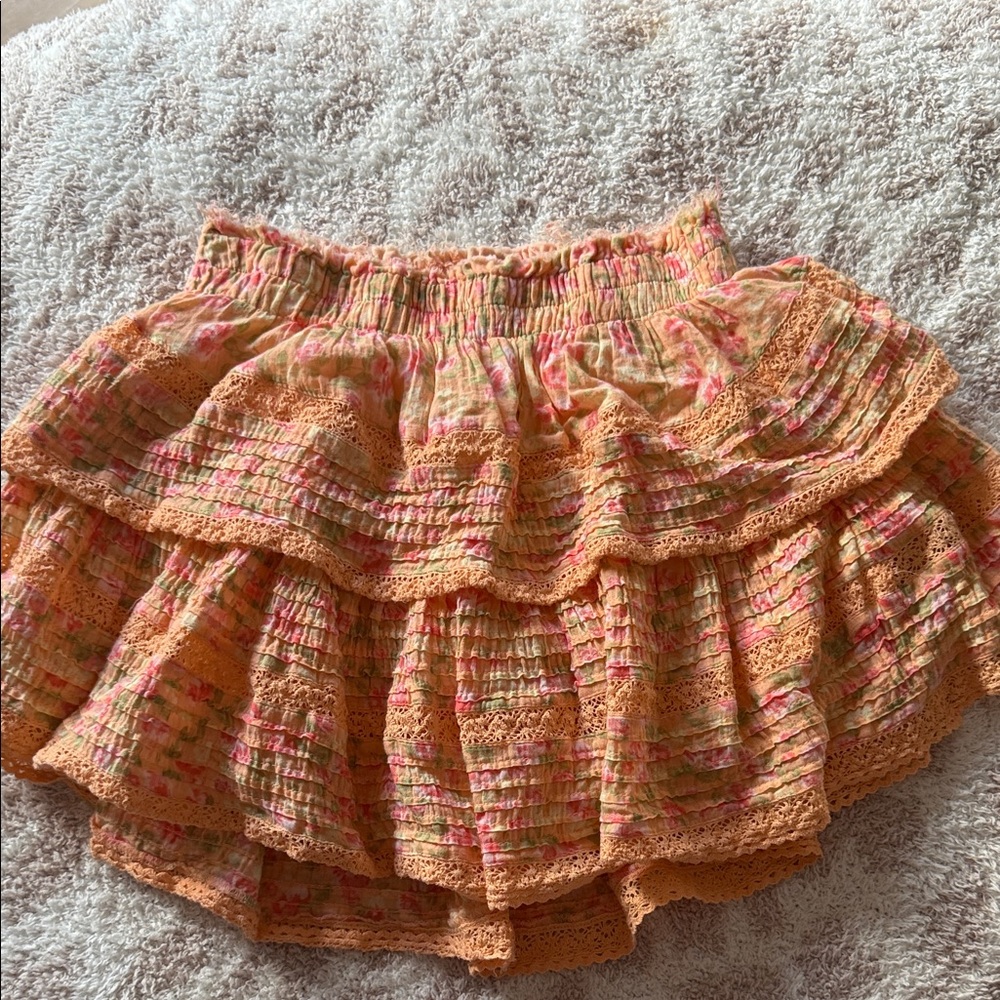 Aerie Orange Ruffled Skirt